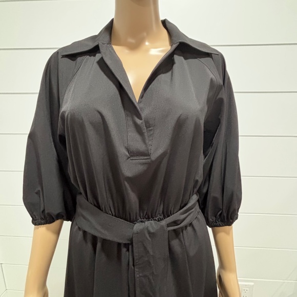 NWT Calvin Klein black dress puff 3/4 sleeve elastic waist removable belt sz6 - Picture 4 of 16